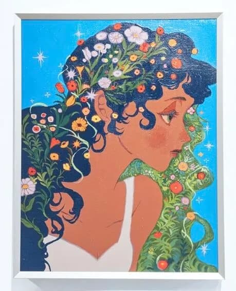 Original - Flower Temperature - Framed Art - Painting - A Dream of Swaying Floral Patterns (Lu Jiao Yin Art Store) 1